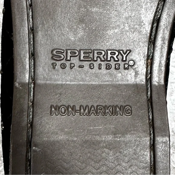 Sperry Black Velvet and Gold Studded Boat Shoe Sz 6 - Picture 8 of 9